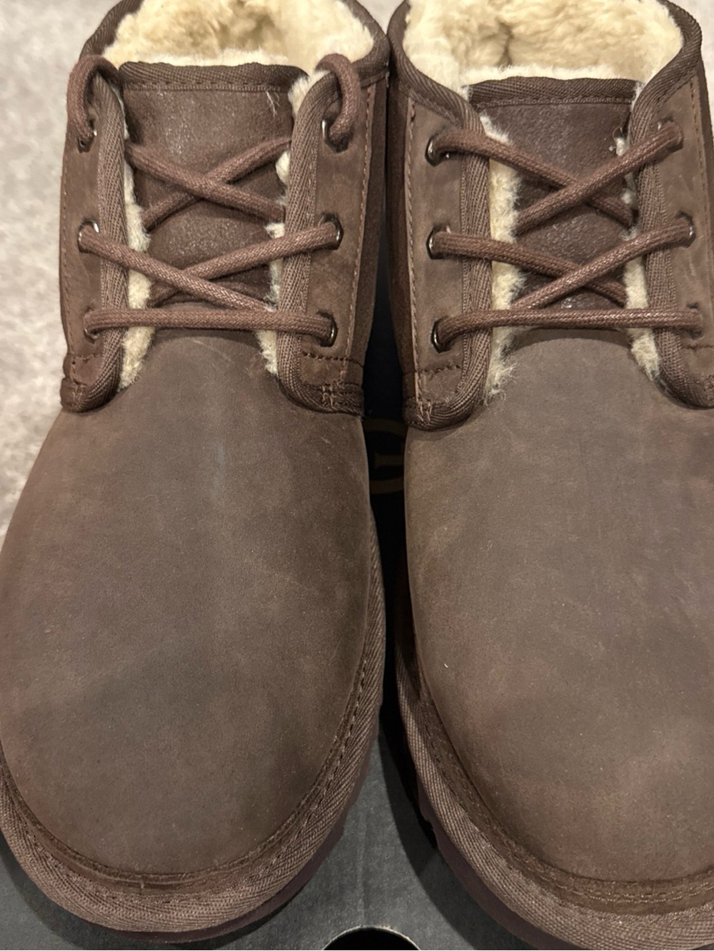 UGG Men's Brown Lace-Up Shearling-Lined Boots